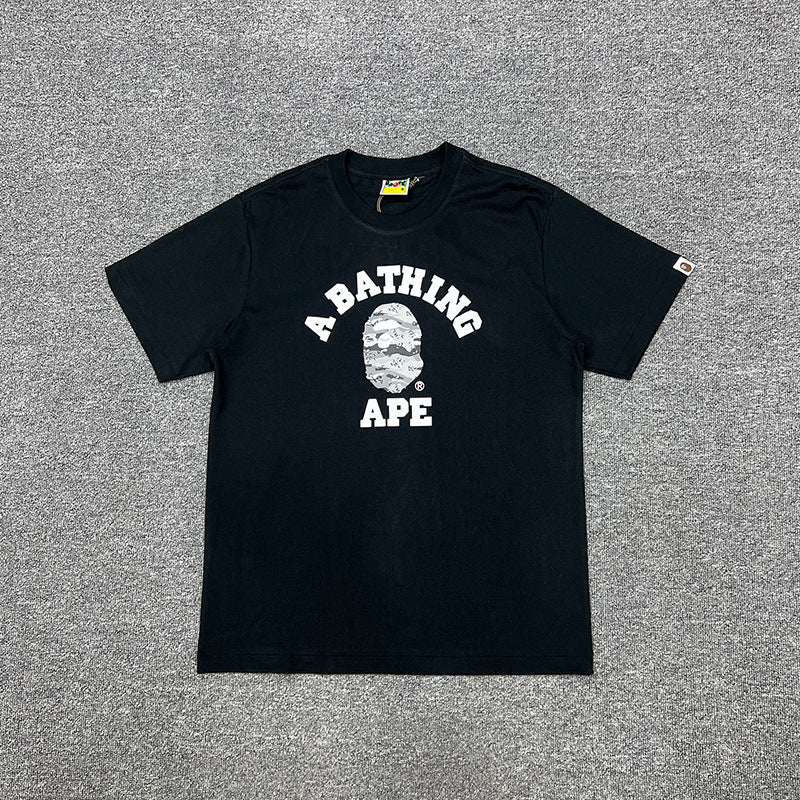 Bape Shark Camo Zip Graphic Oversized Tee Streetwear Unisex