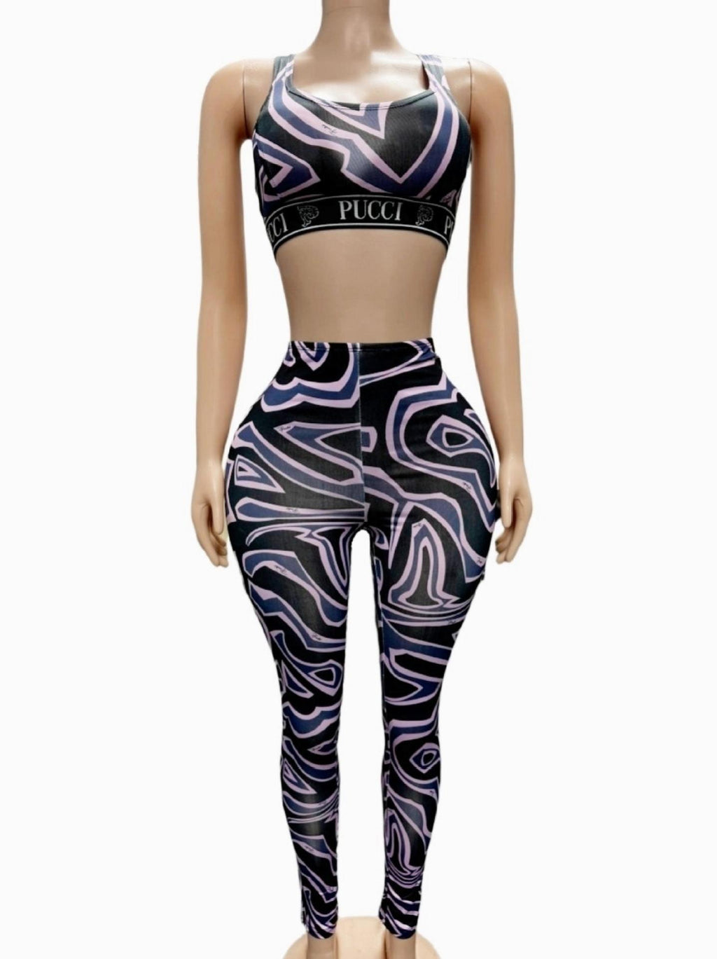 Emilio Pucci Geometric Eye Print Tank Top Leggings 2 Piece Set Women