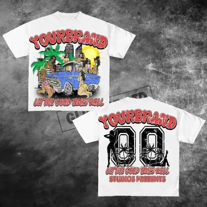 Y2K Streetwear & Gothic Graphic Unisex Oversized Baumwoll-T-Shirt