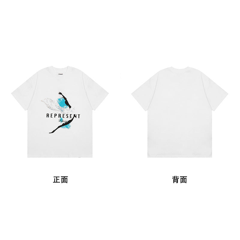Represent Shark Washed Graphic Oversized Tee Streetwear Unisex