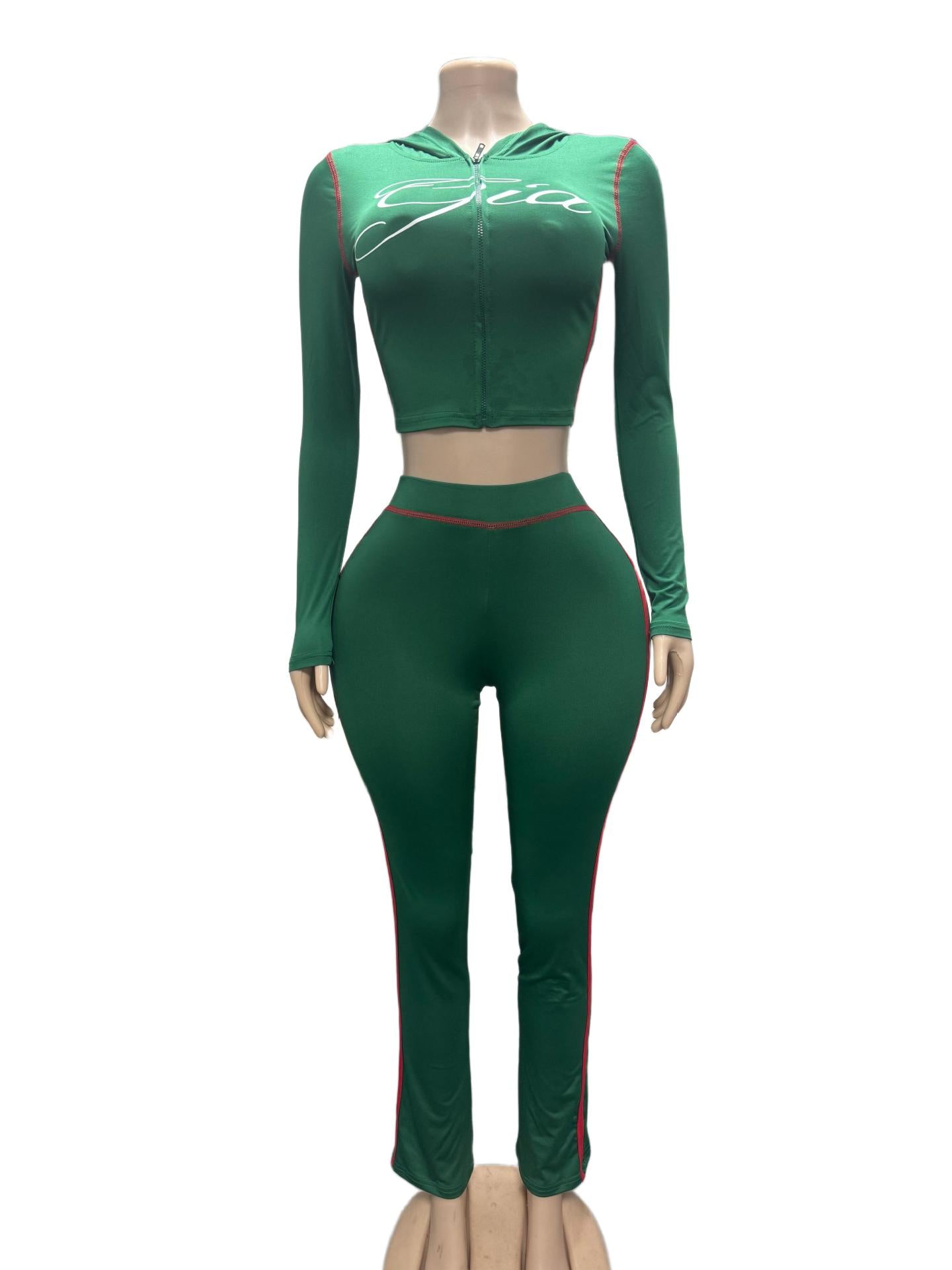 I.AM.GIA Contrast Trim Zip Hoodie Pants 2 Piece Set Women