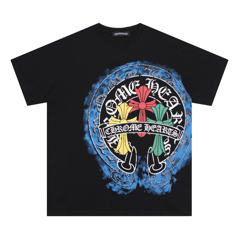 Chrome Hearts Horseshoe Cross Floral Crew Neck T‑Shirt Unisex