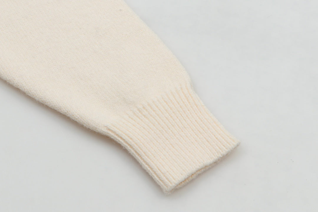 Fluffy Letter Embroidery Streetwear Crew Neck Knit Sweater