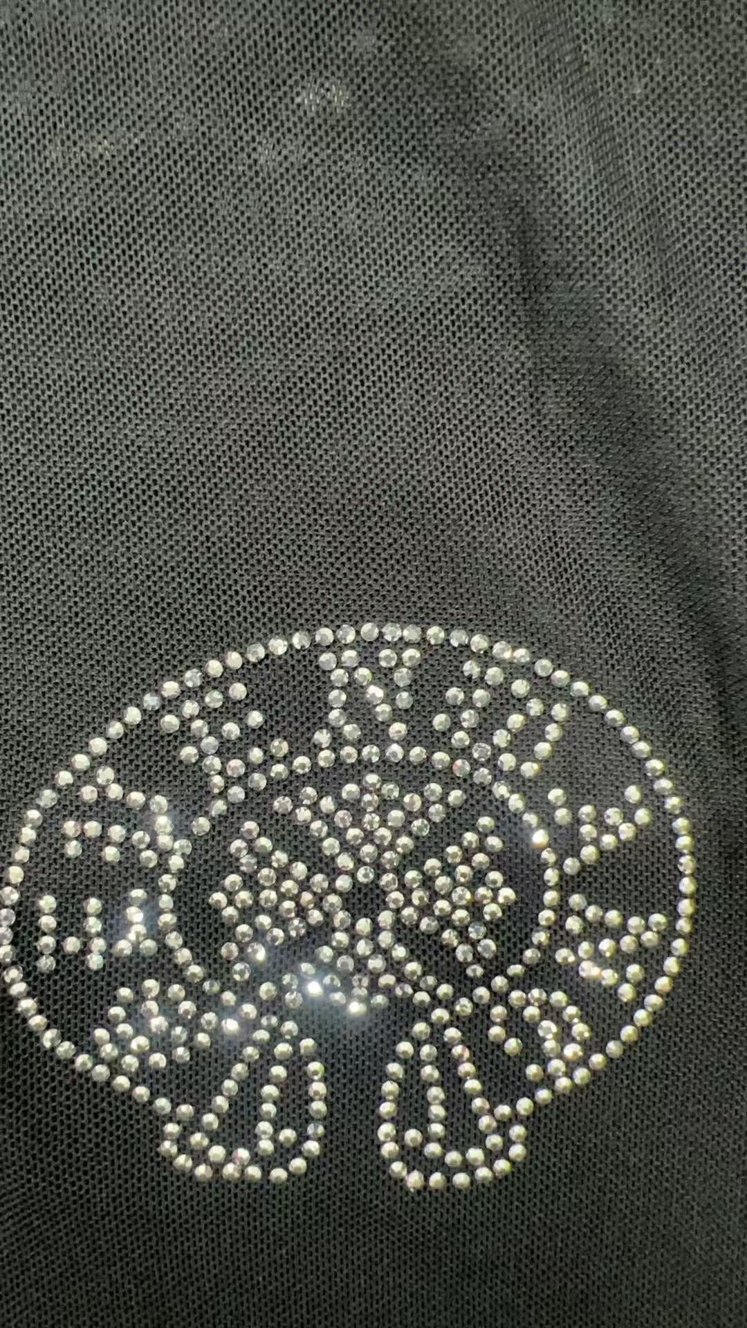 Chrome Hearts Rhinestone Mesh Long Sleeve 2 Piece Shorts Set Women