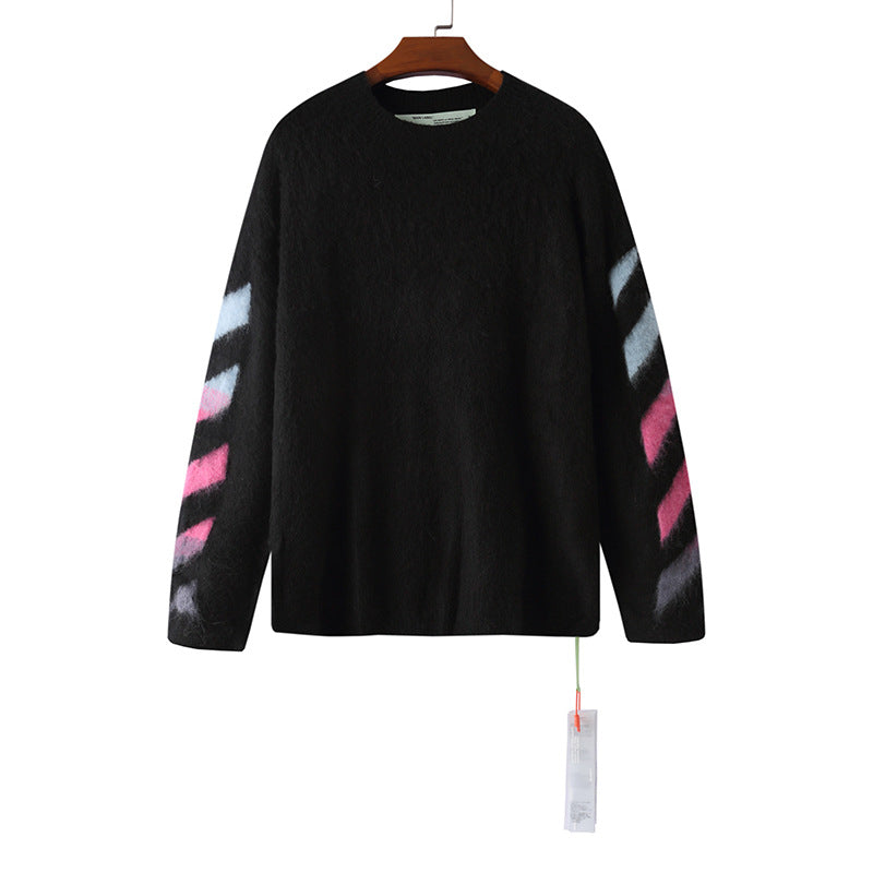 Off-White Arrow Mohair Sweater Gradient Fluffy Knit Pullover & Hoodie
