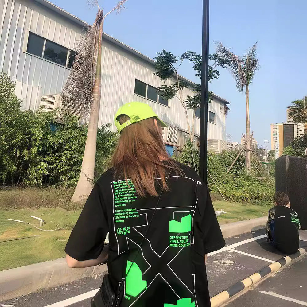 Off White Arrow Gradient Graphic Short Sleeve Tee Streetwear Unisex