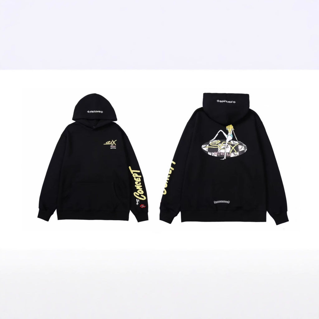 Chrome Hearts Gothic Graphic Print Pullover Hoodie Streetwear Unisex