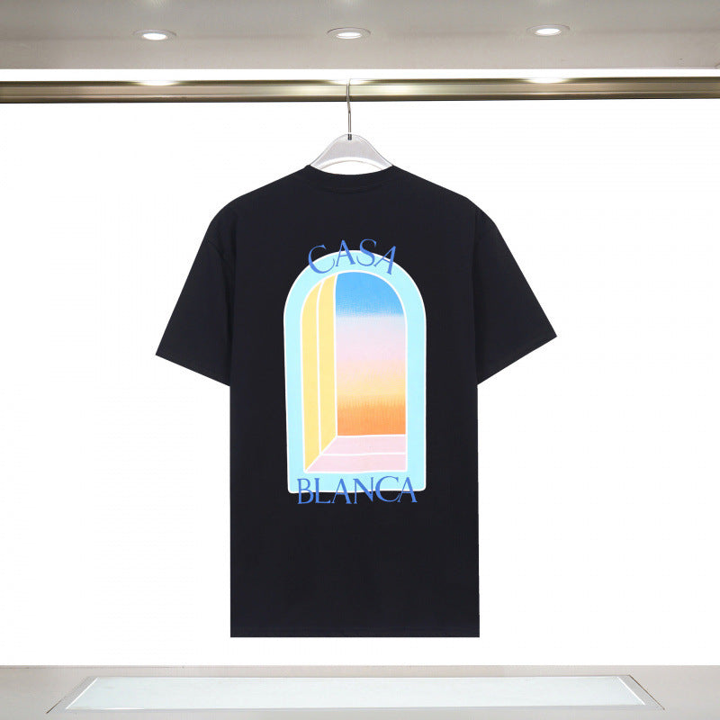Casablanca Casa Letter Art Print Crew Neck Short Sleeve Tee Unisex