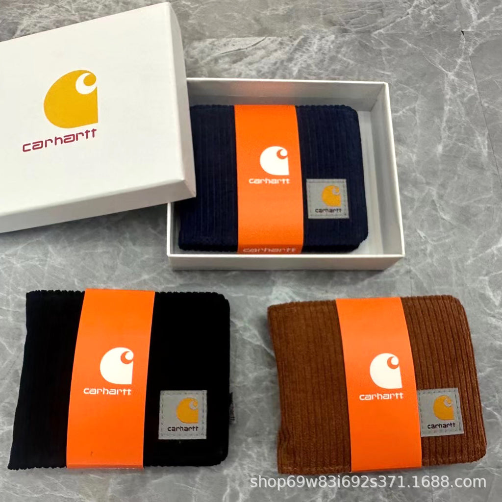 Carhartt Patch Logo Bifold Wallet Canvas Corduroy Paisley Card Holder