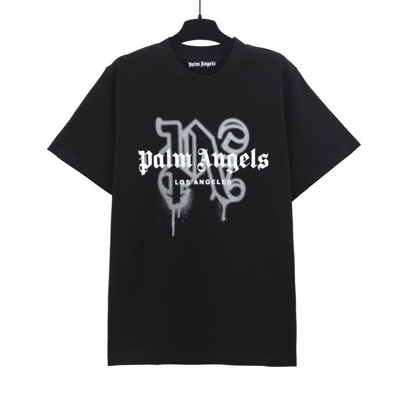 Palm Angels Graffiti Flame Palm Tree Graphic Oversized Tee Streetwear