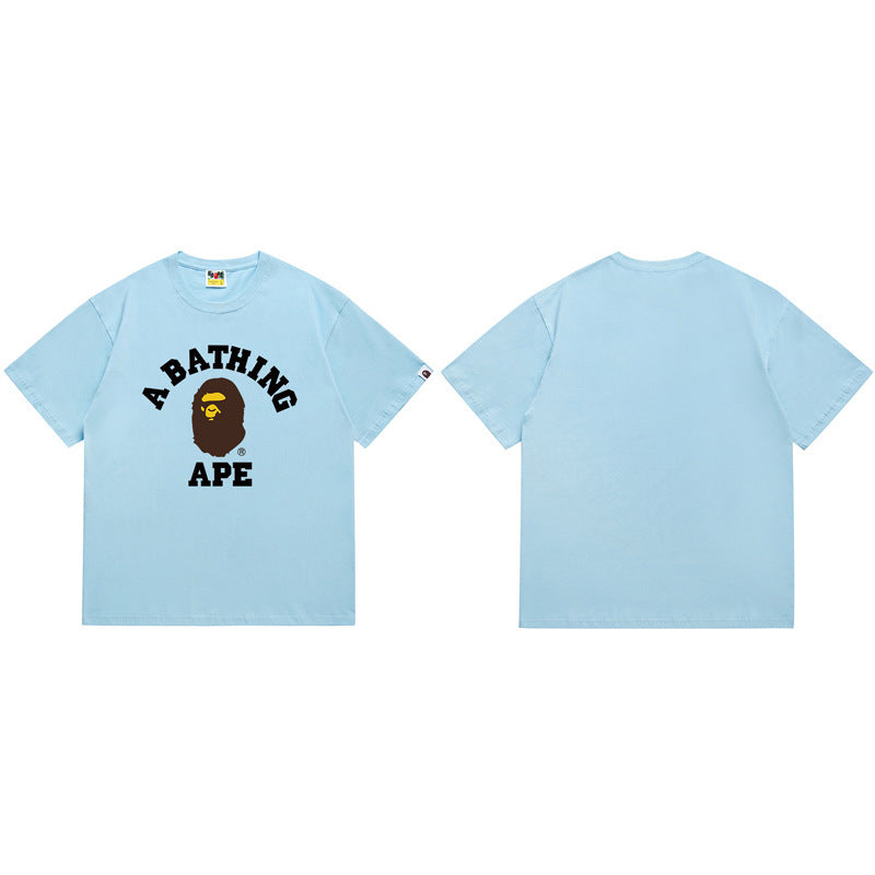 BAPE Ape Shark Graphic Print Loose Unisex Heavyweight Cotton T-Shirt