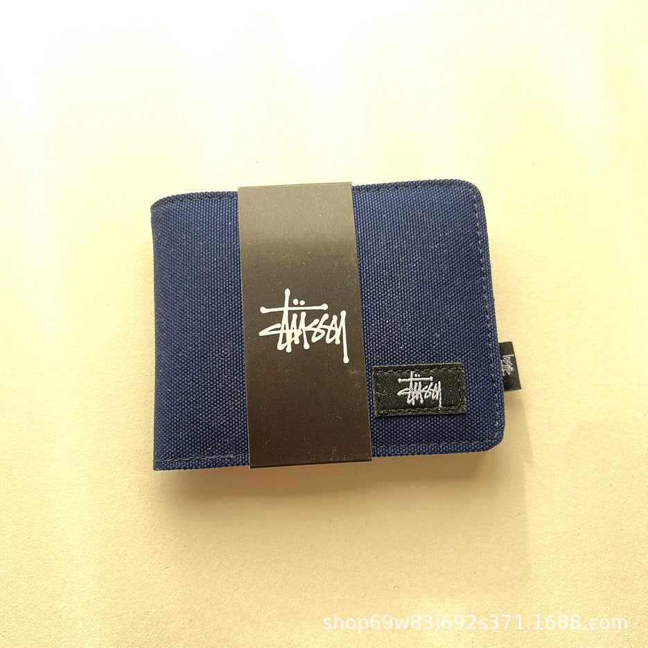 Stussy Canvas Bifold Wallet Multi Pattern Card Holder Coin Purse