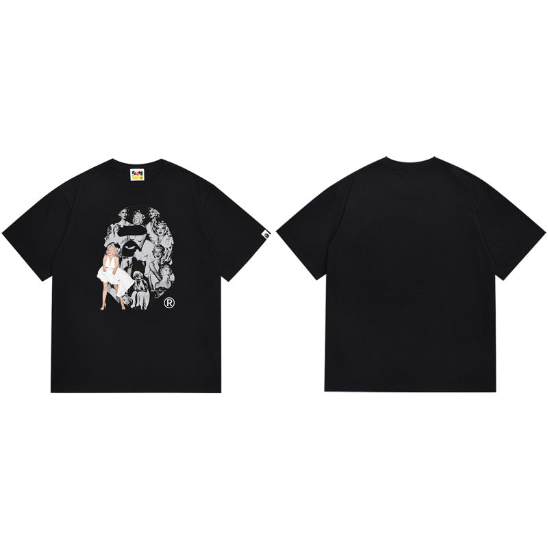 BAPE Ape Head Shark Print Loose Casual Unisex T-Shirt