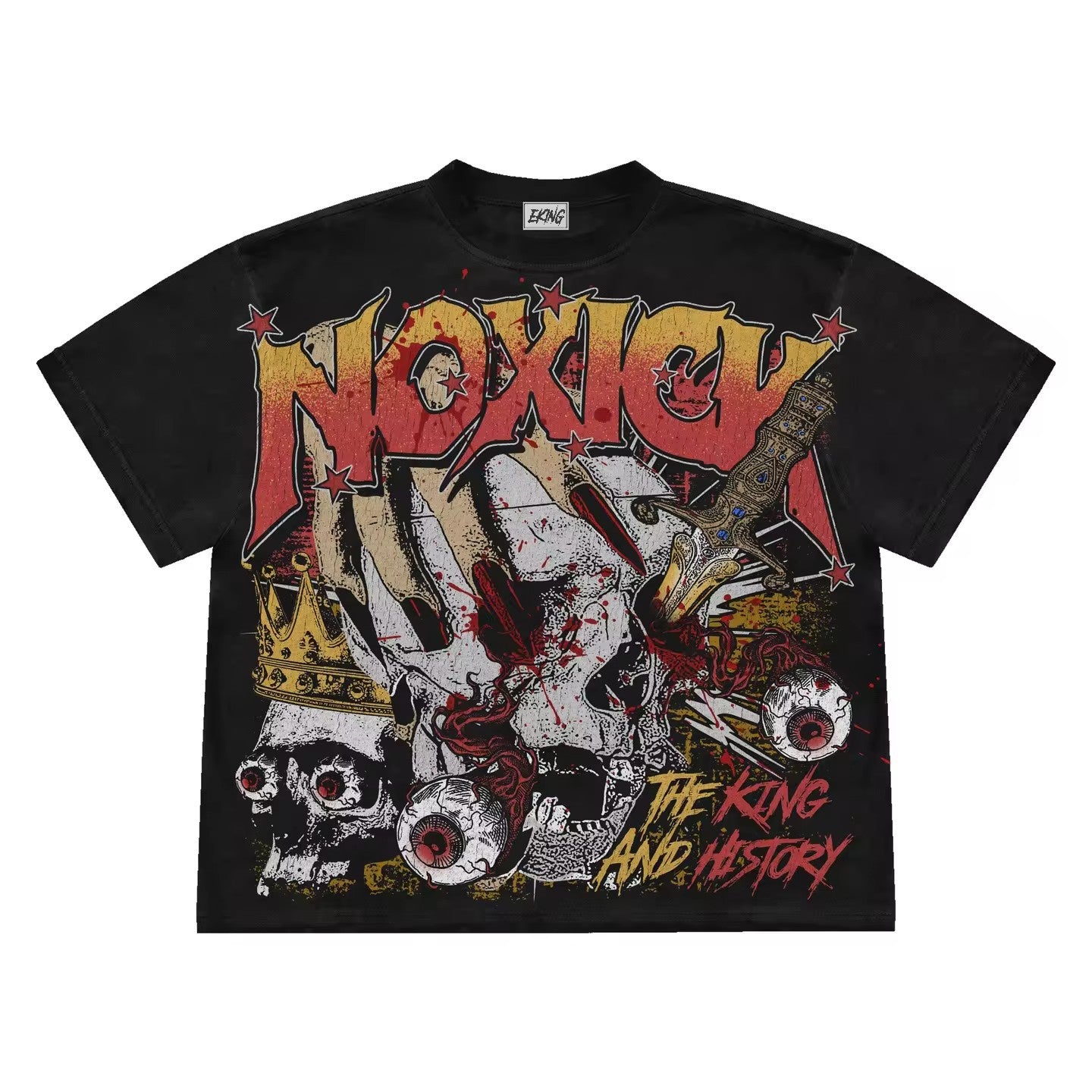Noxick Studios Y2K Retro Porträt Oversized Vintage Baumwoll-T-Shirt