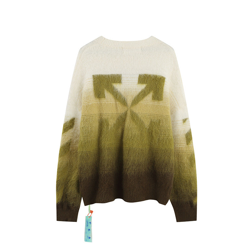 Off-White Arrow Mohair Sweater Gradient Fluffy Knit Pullover & Hoodie