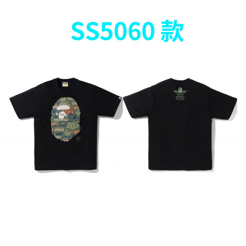 BAPE Shark Camo Graphic Tee Loose Unisex Streetwear T-Shirt
