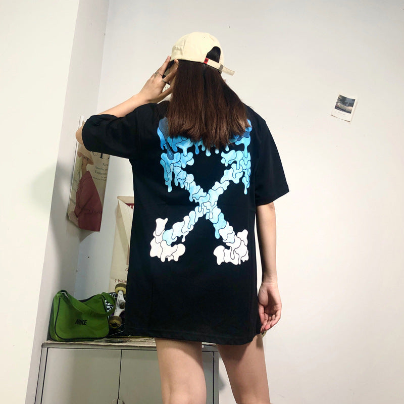 Off‑White Melt Arrow Gradient Splash Ink Crew Neck T‑Shirt Unisex