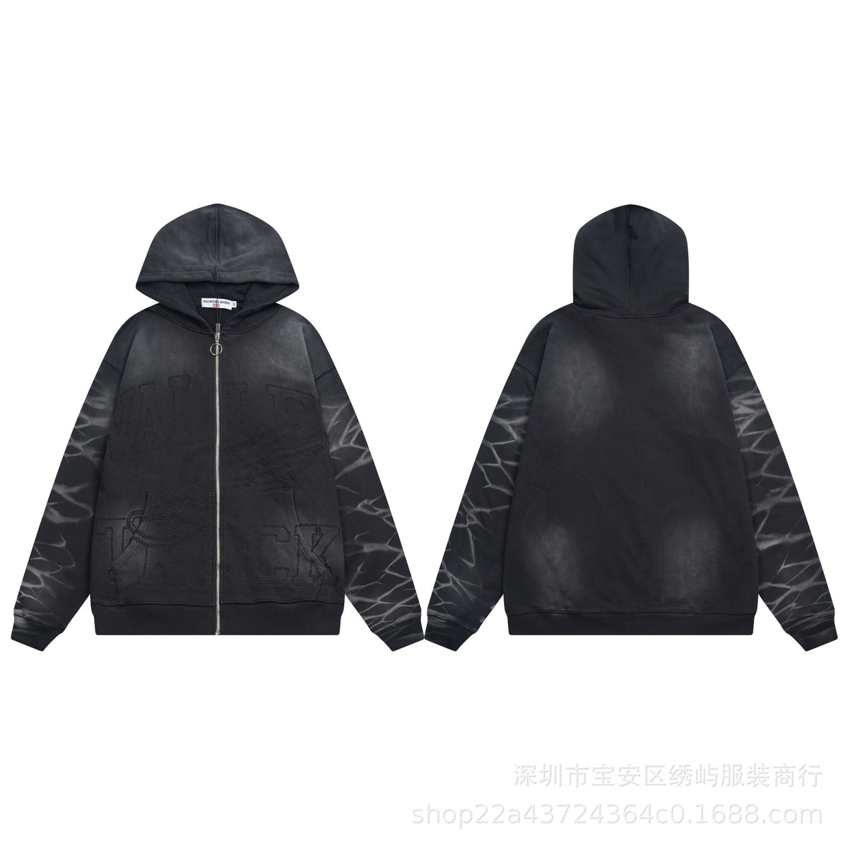 Valley Dreams Graphic Zip Up Hoodie Rhinestone Vintage Street Jacket