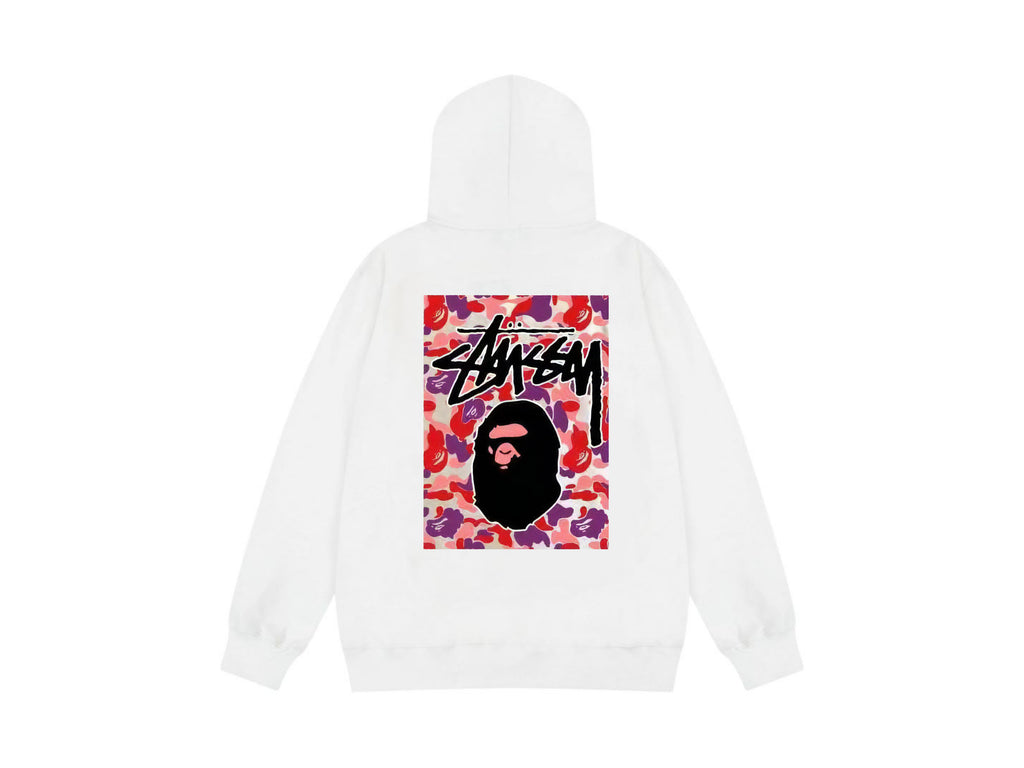 Stussy Zip Up Hoodie Multi Graphic Letter Print Streetwear Jacket