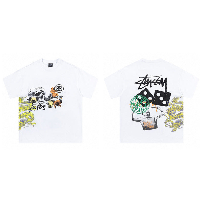 Stussy Graphic Print Collection Loose Casual Short Sleeve T-Shirt