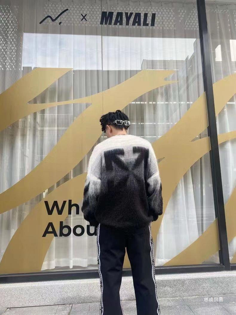 Off-White Diag Ombre Brushed Knit Crewneck Arrows Jumper