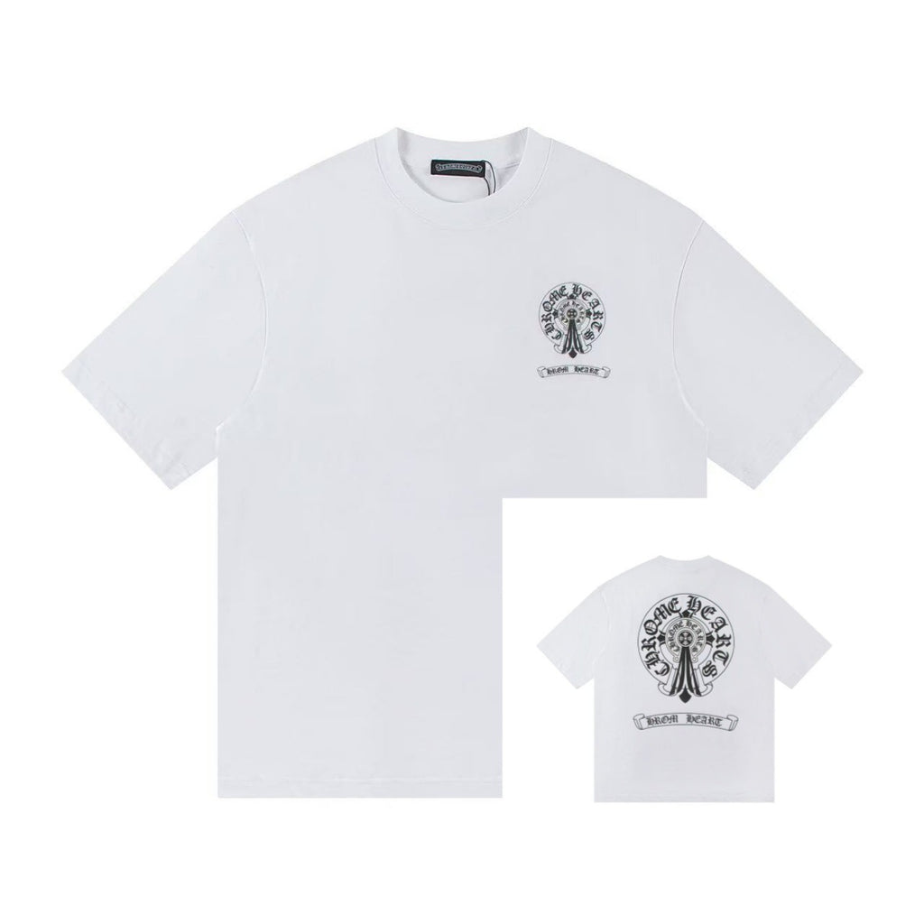 Chrome Hearts Color Sanskrit Cross Horseshoe Print Short Tee Unisex