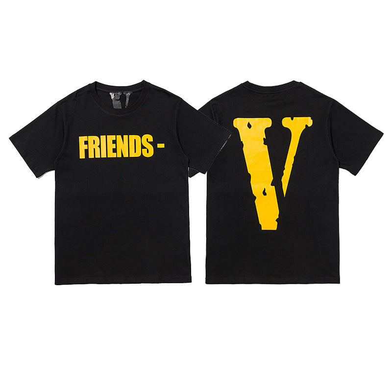 Vlone Big V Letter Graphic Print Short Sleeve Tee Streetwear Unisex