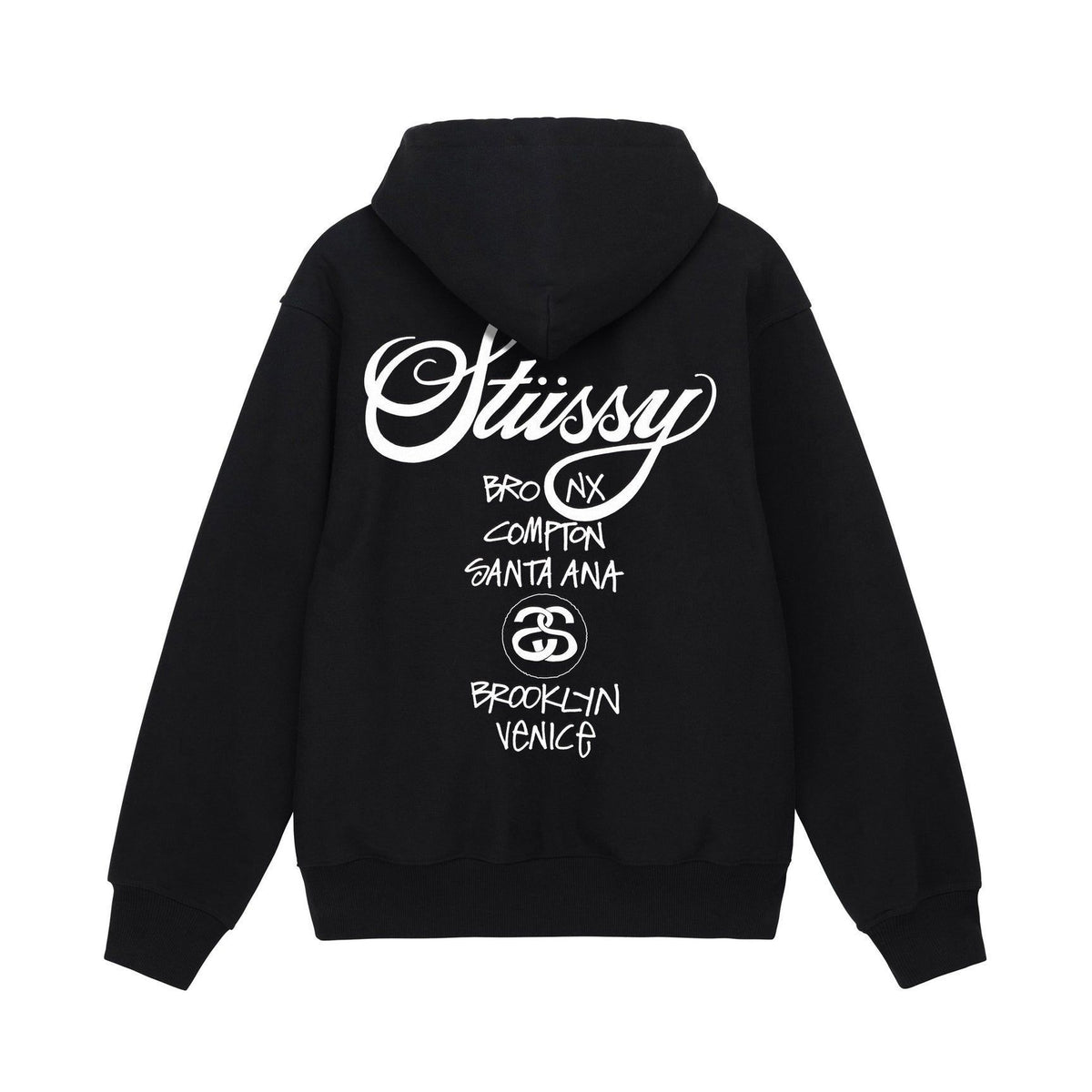 Stussy Script 8 Ball World Tour Graphic Oversized Hoodie Streetwear