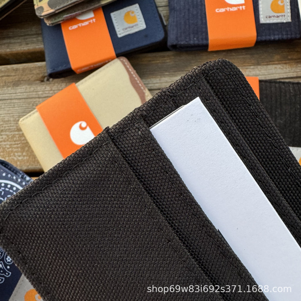 Carhartt Patch Logo Bifold Wallet Canvas Corduroy Paisley Card Holder