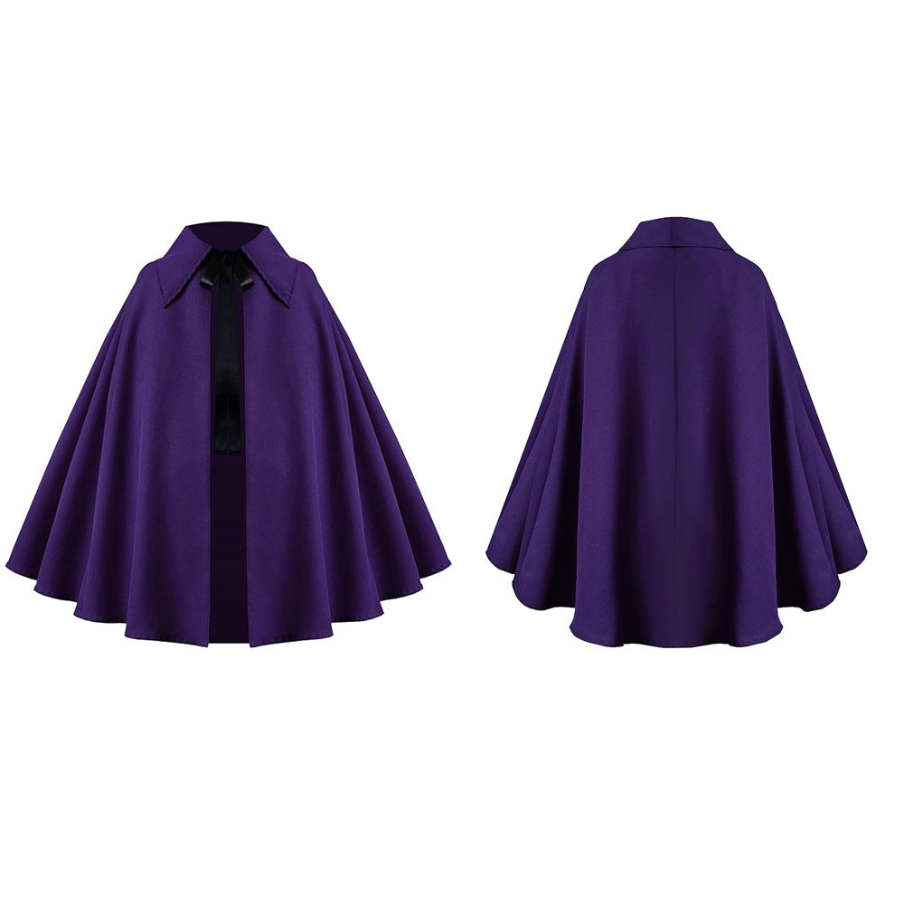 Halloween Medieval Short Cape Stand Collar Multi‑Color Cosplay Cloak