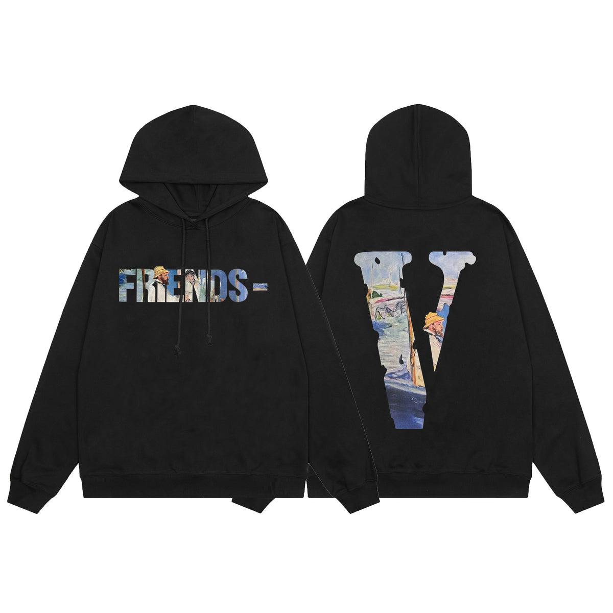 Vlone Friends Big V Logo American Style Unisex Hoodie