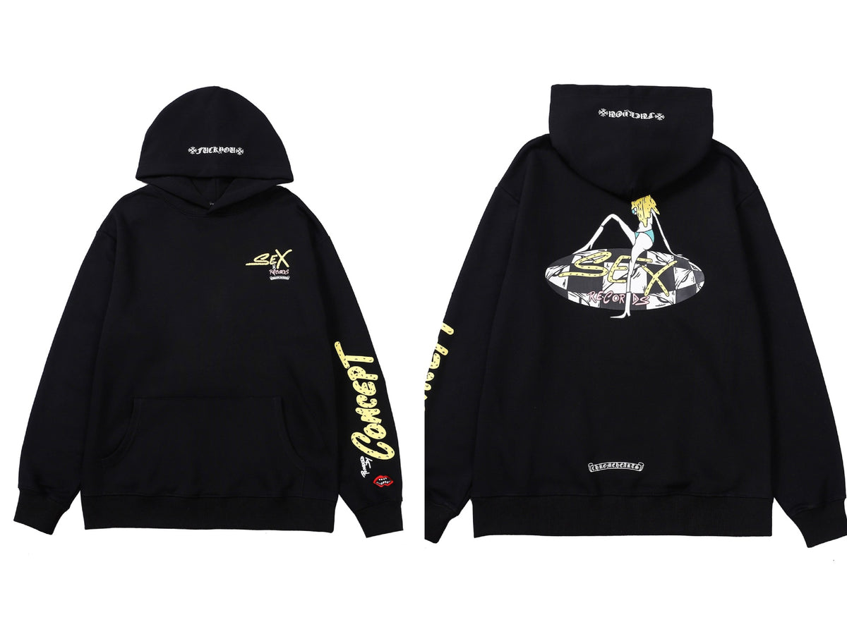 Chrome Hearts Horseshoe Cross Hoodie Goth Streetwear Graphic Pullover