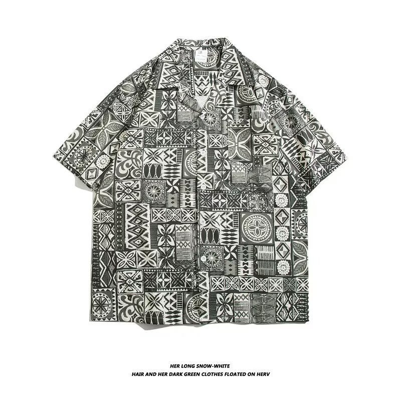 Unisex Vintage Camp Collar Tropical Floral Loose Beach Vacation Shirt 1301-1341