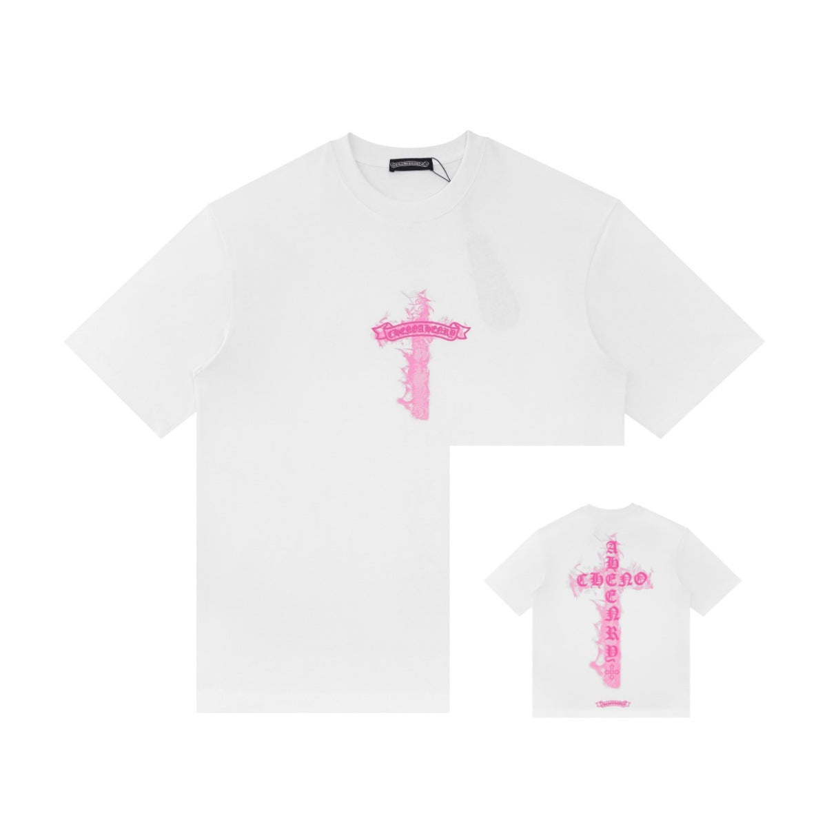 Chrome Hearts Color Sanskrit Cross Horseshoe Print Short Tee Unisex