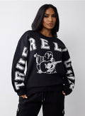True Religion Boyfriend Buddha Graphic Crewneck Pullover Sweatshirt Women