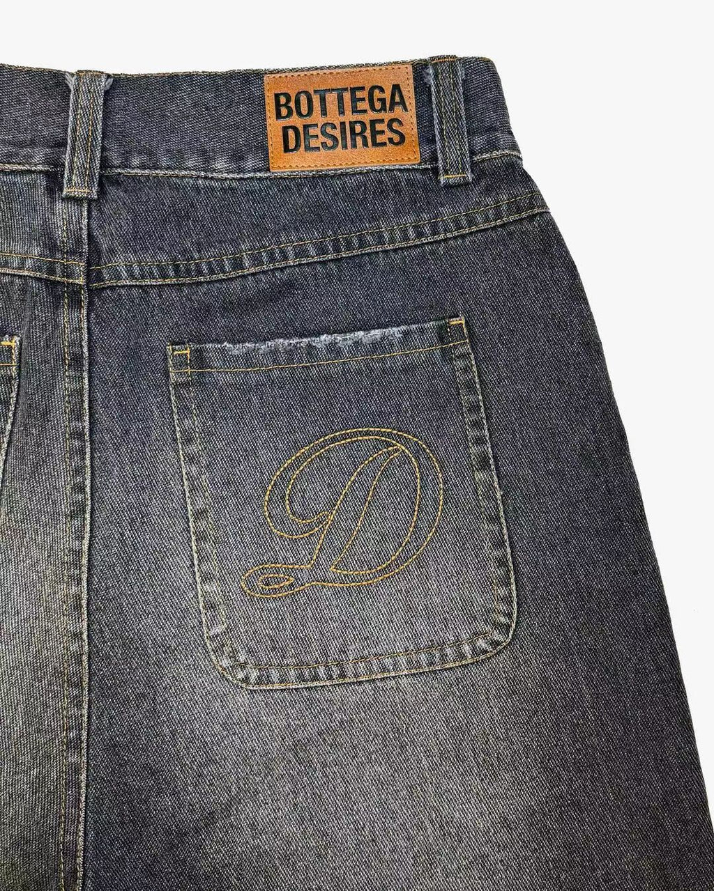 Bottega Desires Y2K Baggy Frayed Hem Denim Jort Shorts