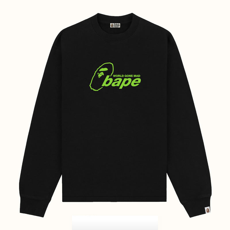 Bape Multi‑Ape‑Head Graphic Oversized Long Sleeve Tee Streetwear