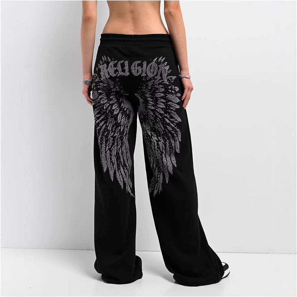 True Religion Wing Rhinestone Loose Casual Sweatpants Women Y2K