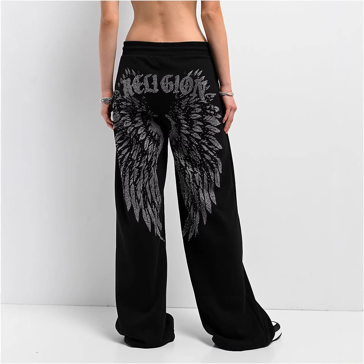 True Religion Wing Rhinestone Loose Casual Sweatpants Women Y2K