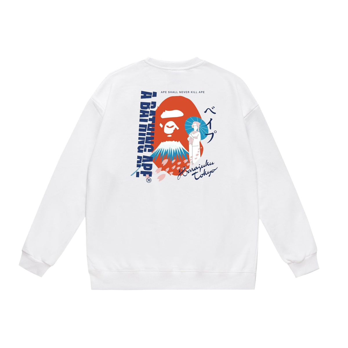 BAPE Crewneck Sweatshirt Ape Head Multi Graphic Street Pullover