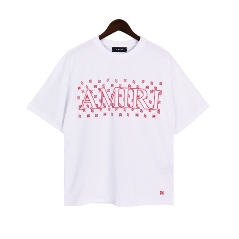 Amiri Multi‑Pattern Letter Graphic Oversized Tee Streetwear Unisex