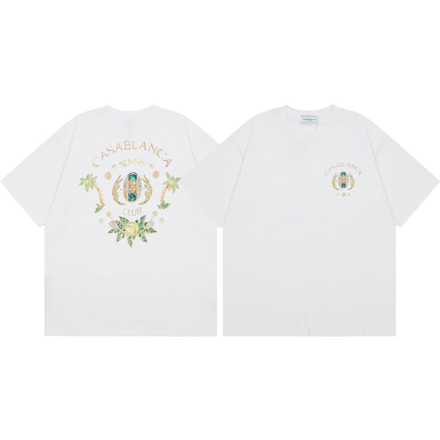 2026 New Casablanca Logo Print Loose Fit Unisex Short Sleeve T-Shirt