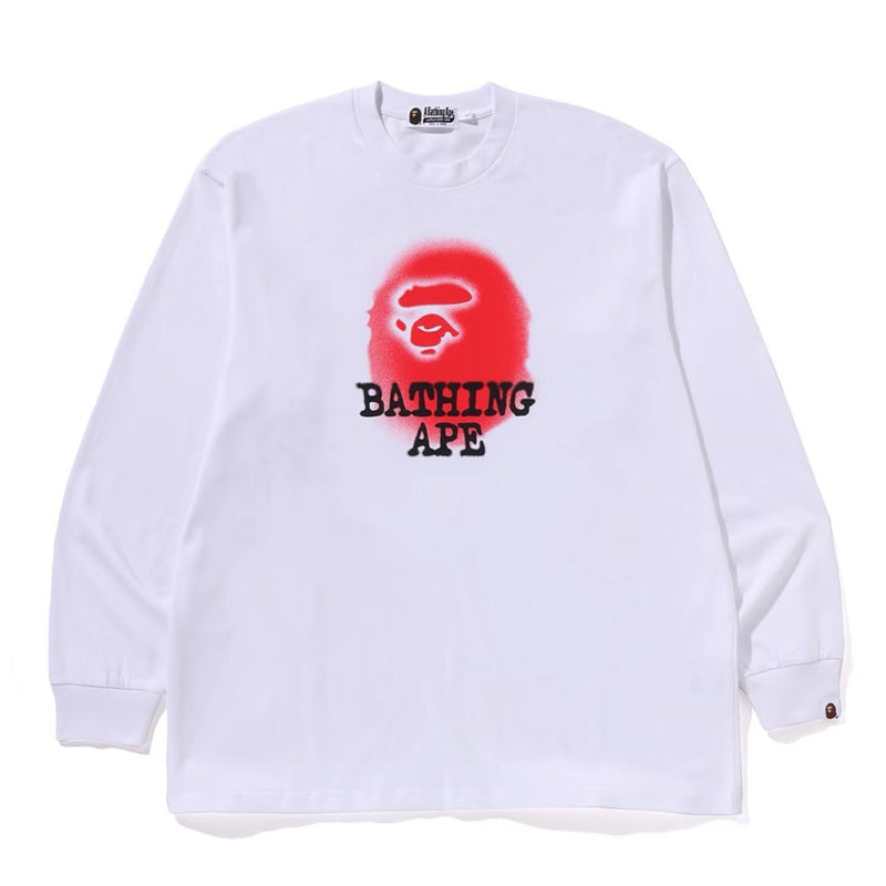 Bape Multi‑Ape‑Head Graphic Oversized Long Sleeve Tee Streetwear
