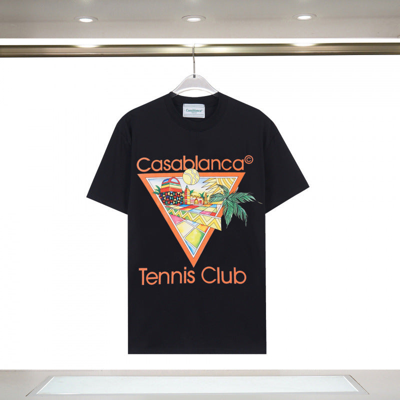 Casablanca Casa Letter Art Print Crew Neck Short Sleeve Tee Unisex