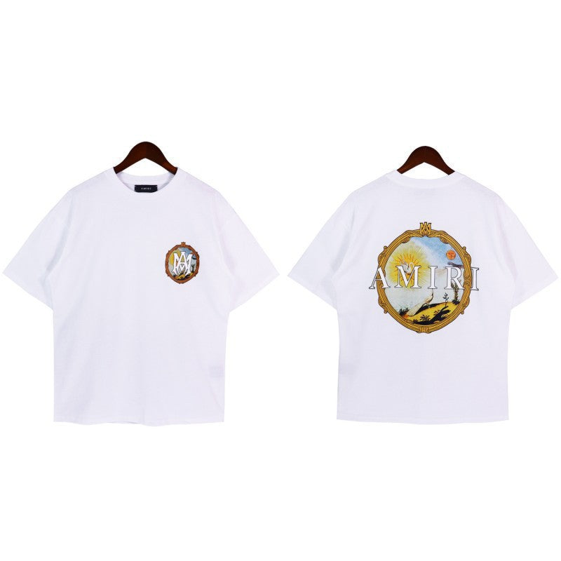 Amiri Multi‑Pattern Letter Graphic Oversized Tee Streetwear Unisex