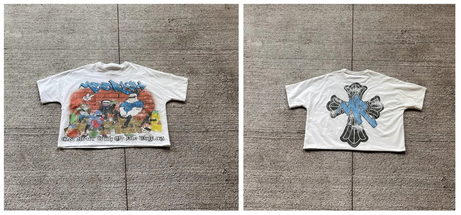 Y2K Anime Cartoon Grafik Unisex Oversized Streetwear Baumwoll-T-Shirt