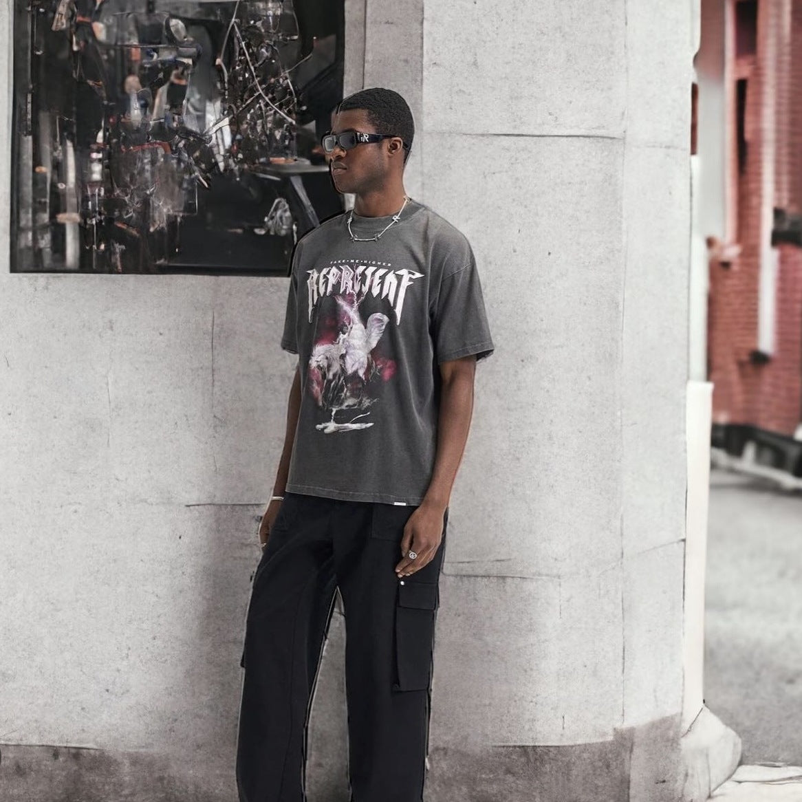 Represent Vintage Washed Graphic Short Sleeve Tee Streetwear Unisex