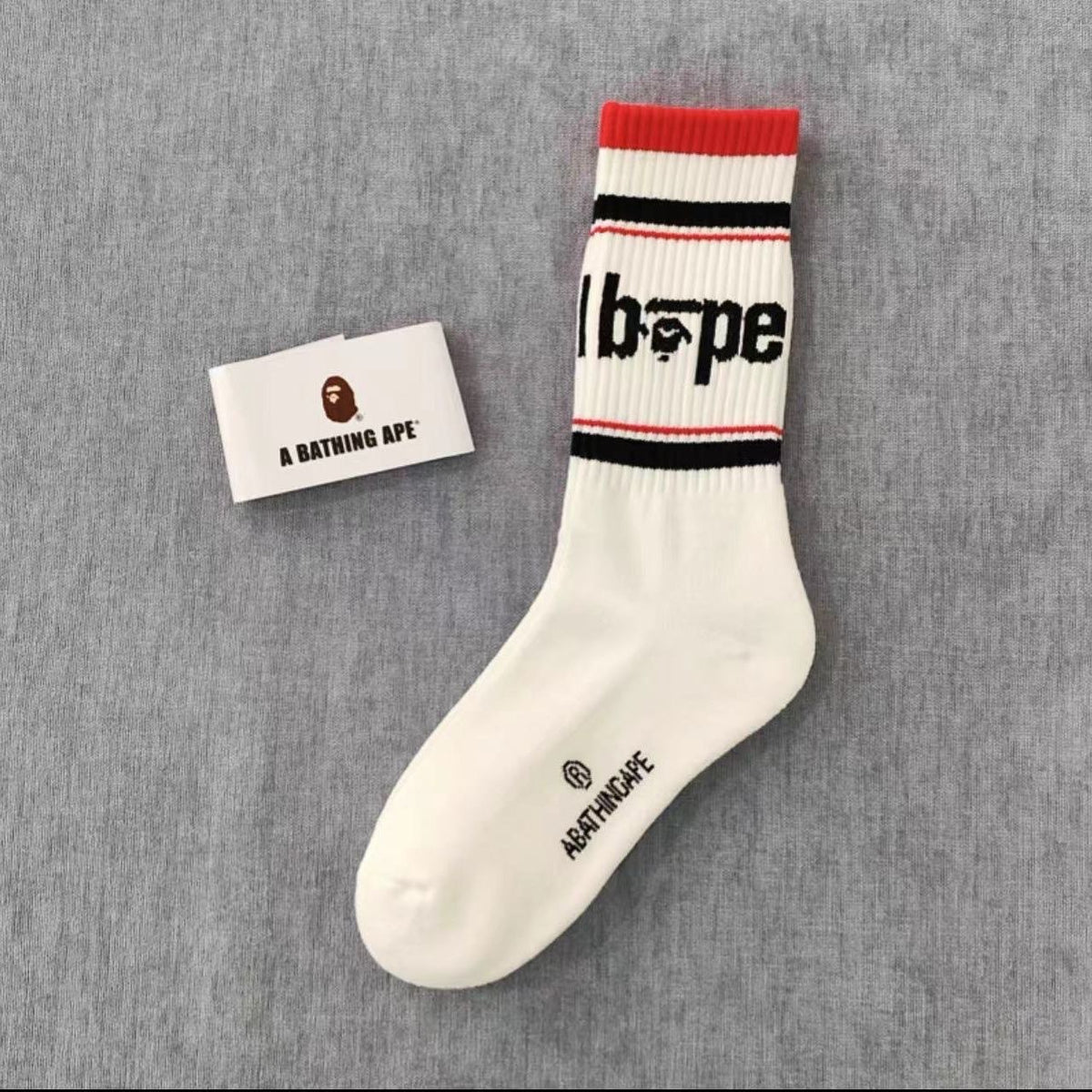 BAPE Ape Head Ribbed Crew Socks Multi Graphic Prints