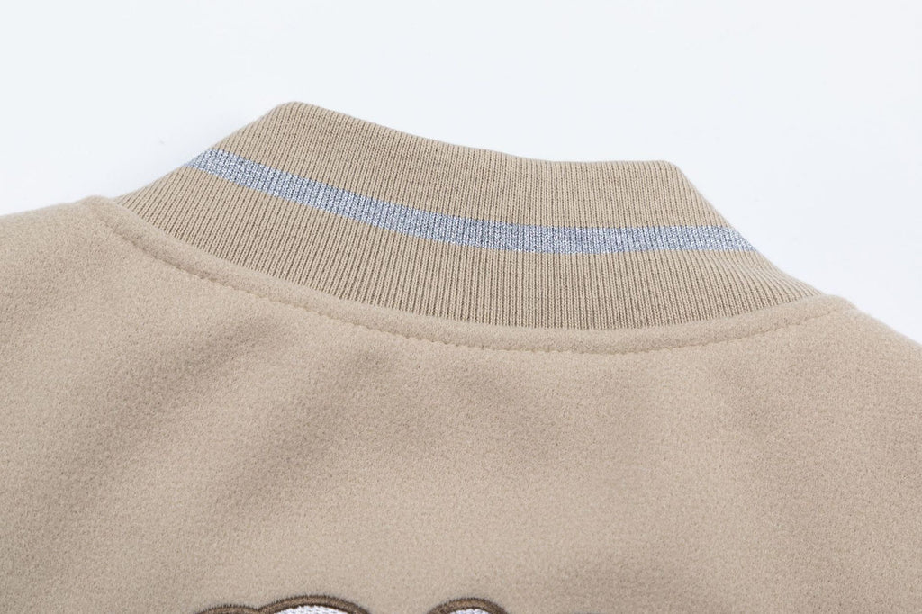 Off White Badge Embroidery Varsity Jacket Unisex
