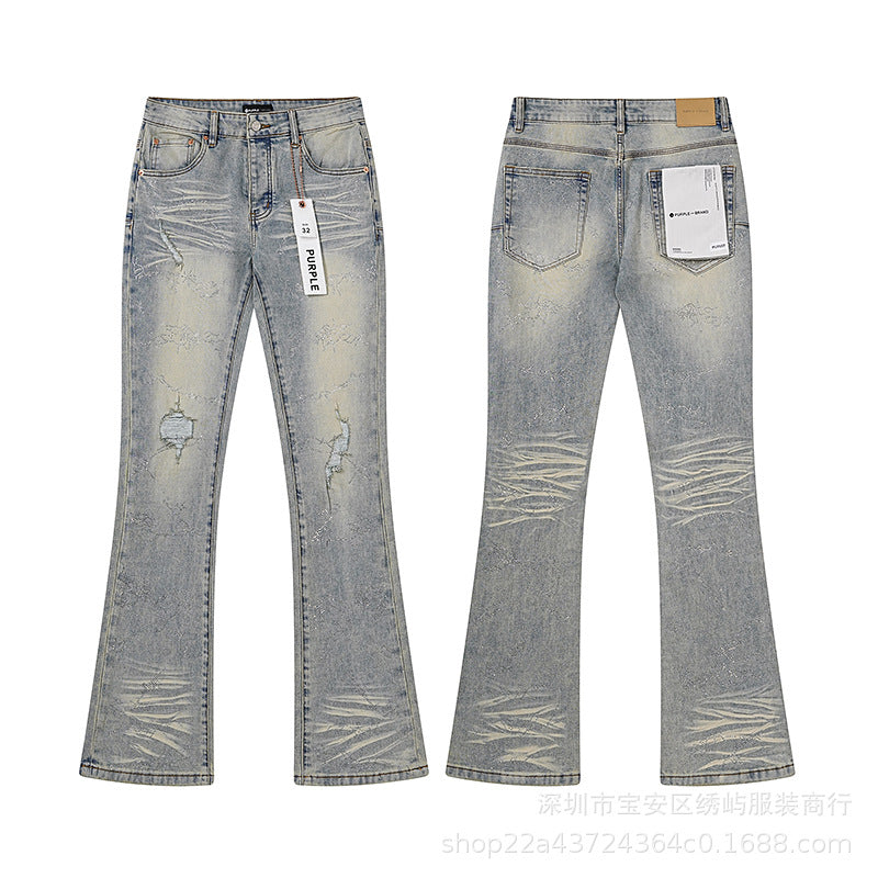 Purple Brand Distressed Flare Denim Jeans Unisex